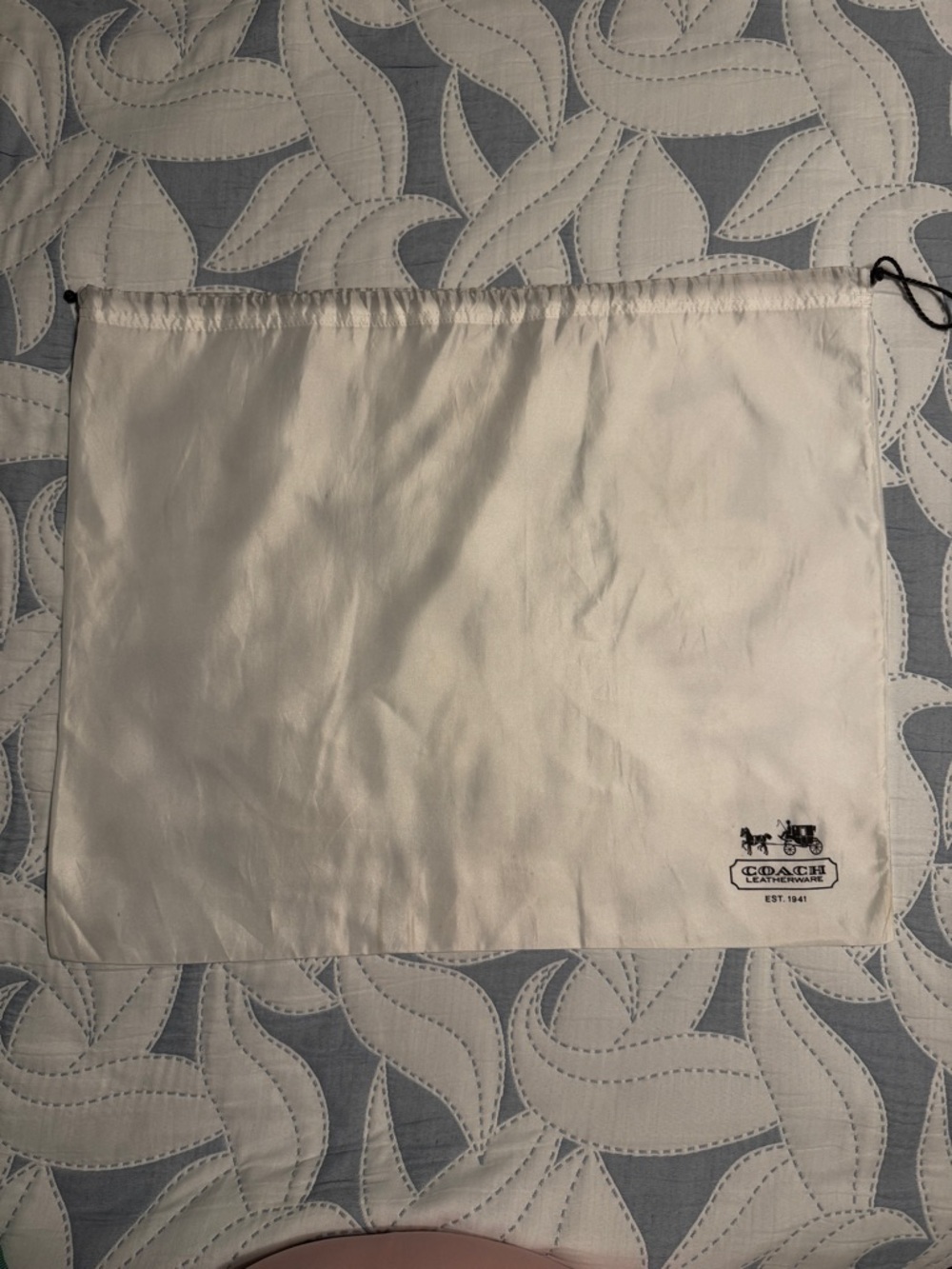 Coach Cream Drawstring Dust Pouch with Black Logo